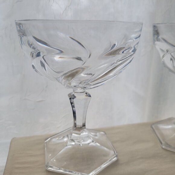 Set Of 4 Vintage Cristal D'arques Coupe Cocktail Glasses Swirl Design - Picture 6 of 8